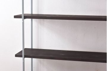 ラフジュ工房オリジナル　グレー　ペイント薄型アイアンラック【中】(陳列棚、飾り棚)